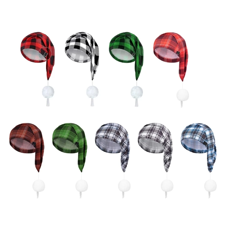 

Checkered Santa Hat Thicken Plaids for Holiday Christmas New Year Symbol X3UC