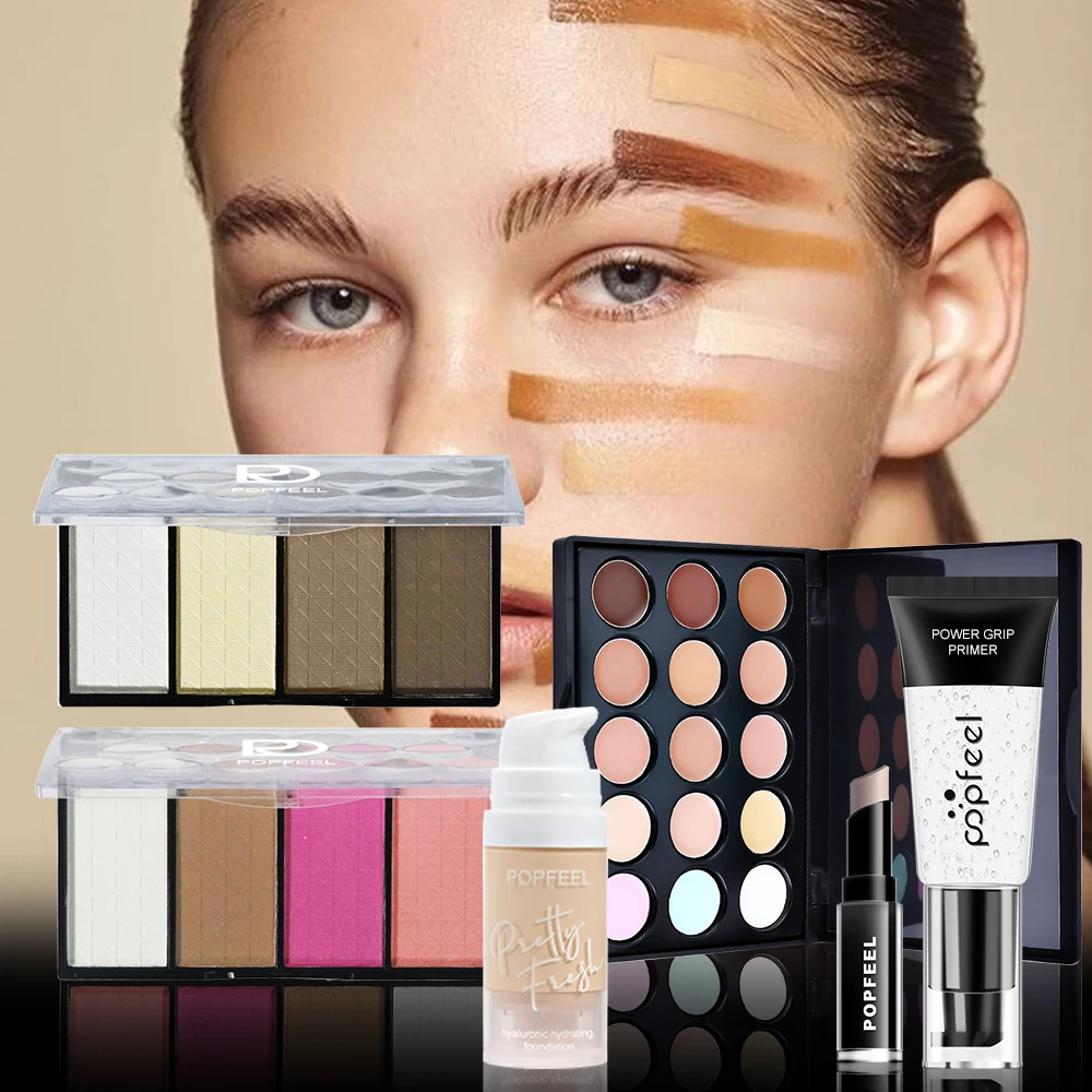 POPFEEL All In One Kit per il trucco per le donne Set completo di Kit, tutti in uno i Set di trucco includono l'ombretto per Eyeliner per sopracciglia