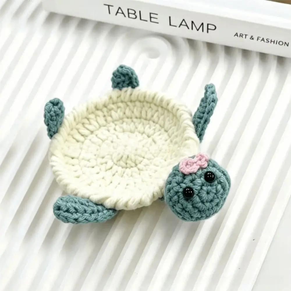 Handgefertigte Häkel-Tieruntersetzer, Weiche Gestrickte Rutschfeste Unterlage, Niedliche Cartoon-Tassenmatte mit Tierform-Design – Detail 2