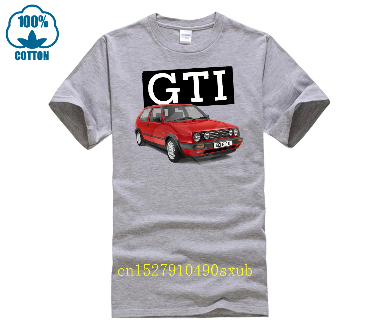 Mk2 Red Golf Gti Mens 100% cotton T Shirt Personalised number plate opt.