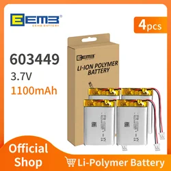 EEMB 4 szt. Bateria litowo-polimerowa 3,7 V 603449   Akumulatory Lipo 1100 mAh LP 603449