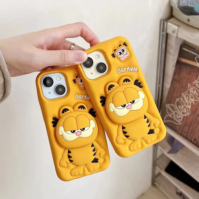 Fun And Cute 3d Garfield Cat Suitable For Iphone 12 13 14 15 Pro Max Phone Back Cover Silicone Protective Cover Soft Shell