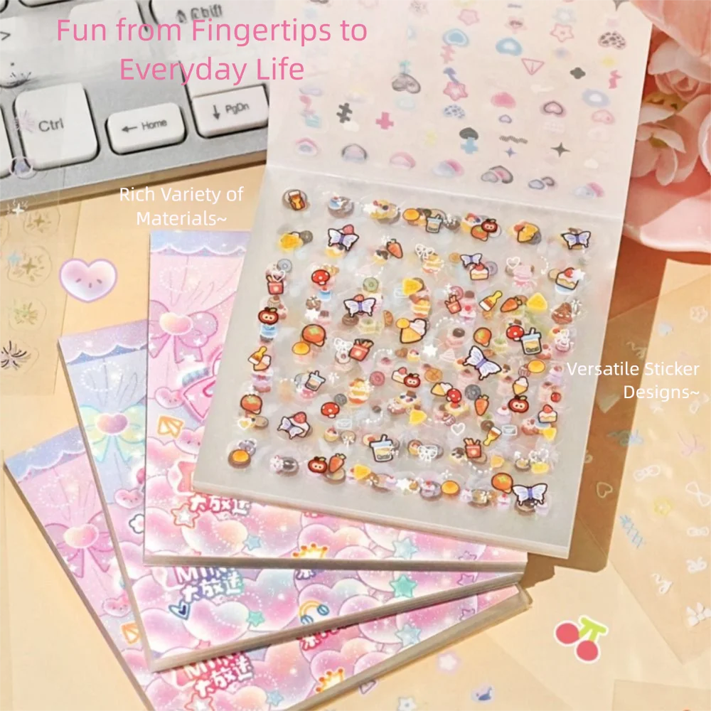 สติกเกอร์ติดเล็บแบบมีกาวในตัวน่ารัก PET มัลติฟังก์ชั่นสติกเกอร์การ์ตูนสติกเกอร์ถ้วยสำหรับตกแต่งเล็บ