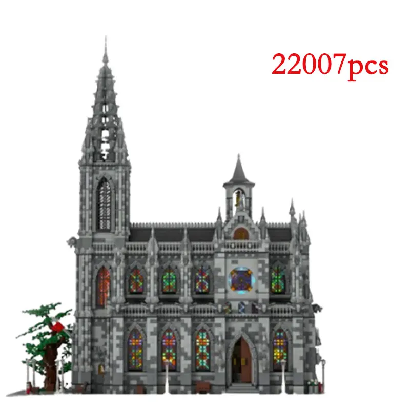 Spot MOC-29962 Small Particle Assembled Building Blocks, Cathedral Street View Architecture Series Toys, Puzzle DIY Children's G