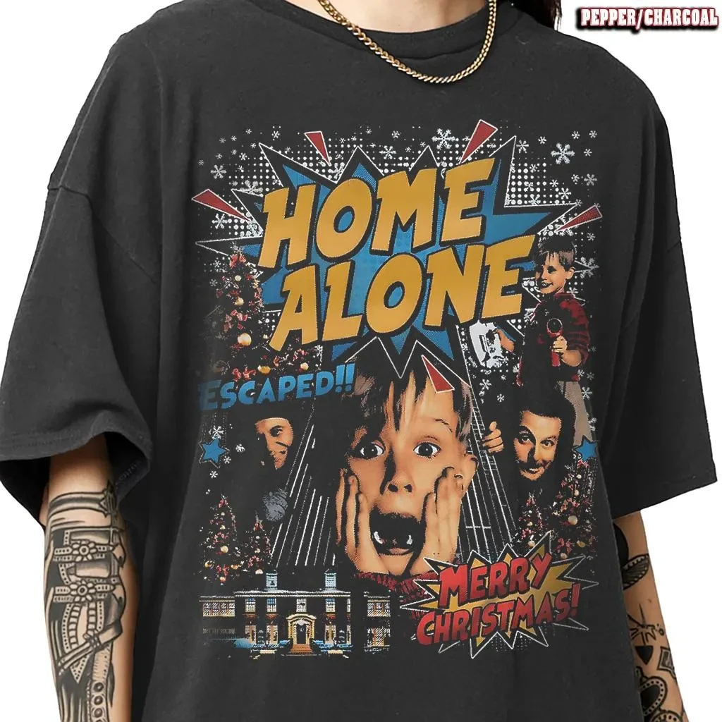 Home Alone Merry Christmas Movie T-Shirt, Actor Macaulay Culkin Tee Summer unisex Loose and Breathable cotton T-shirt Top