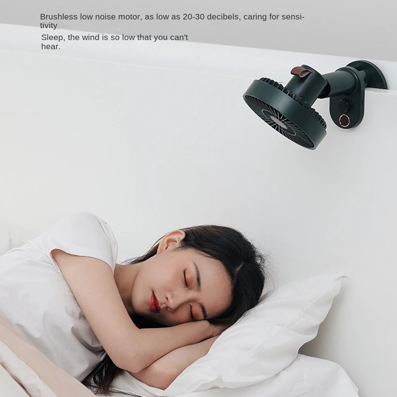 Desktop Small Fan Portable Charging Clip Type Shaking Head Electric Fan With Remote Control -Black