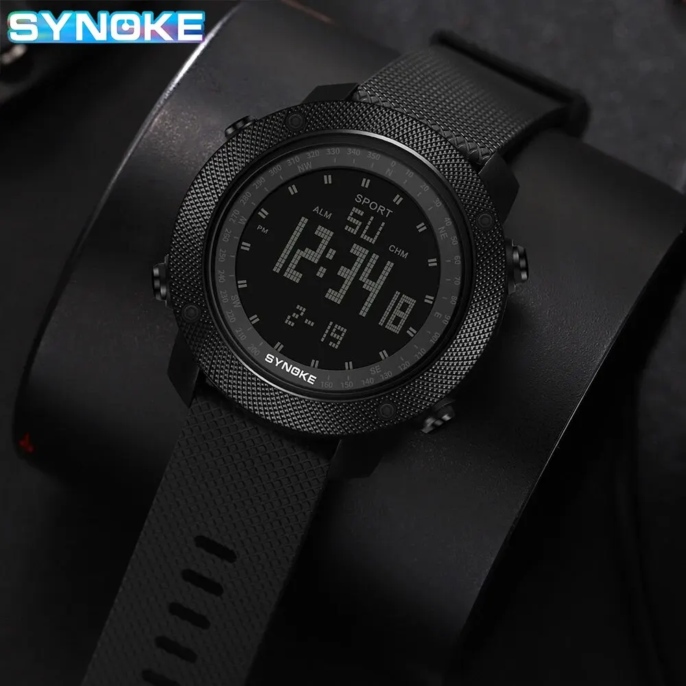 SYNOKE Digital Watch Waterproof Shock Resist Large Screen Outdoor Sports Running Swimming Outdoor Sport Military Watches WR50M