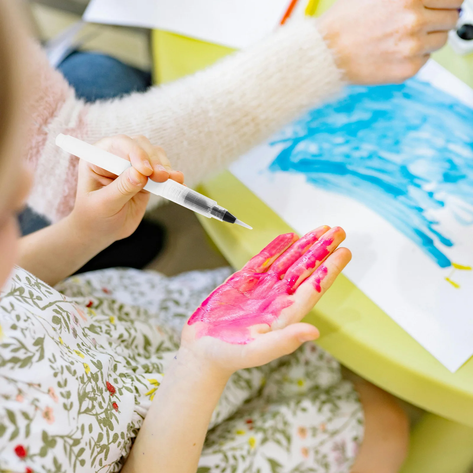 

6Pcs Transparent Watercolor Brush Pen Set Refillable Ink Level Monitoring for Smooth Flow Painting Drawing Art Craft