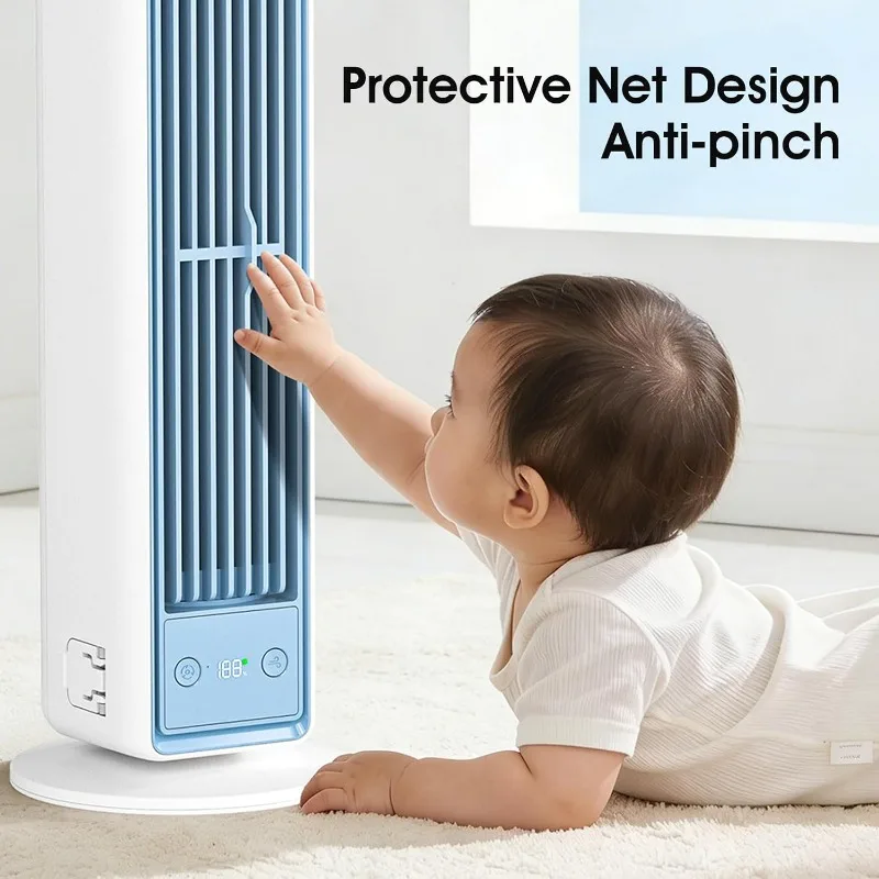 Tower Fan Strong Wind Cooling 3600mAh Bladeless Portable Air Conditioner with Remote Control Quiet 5 Speeds for Home Office Room image 4