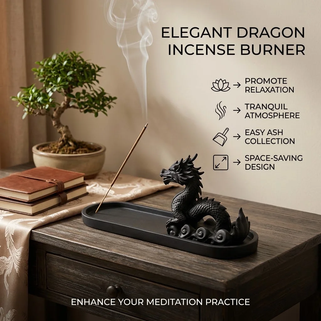 Zen Dragon Stick Incense Burner 3D Printed Incense Holders Ash Tray Spiritual Meditation Zen Home Tabletop Decor Ornaments Gifts