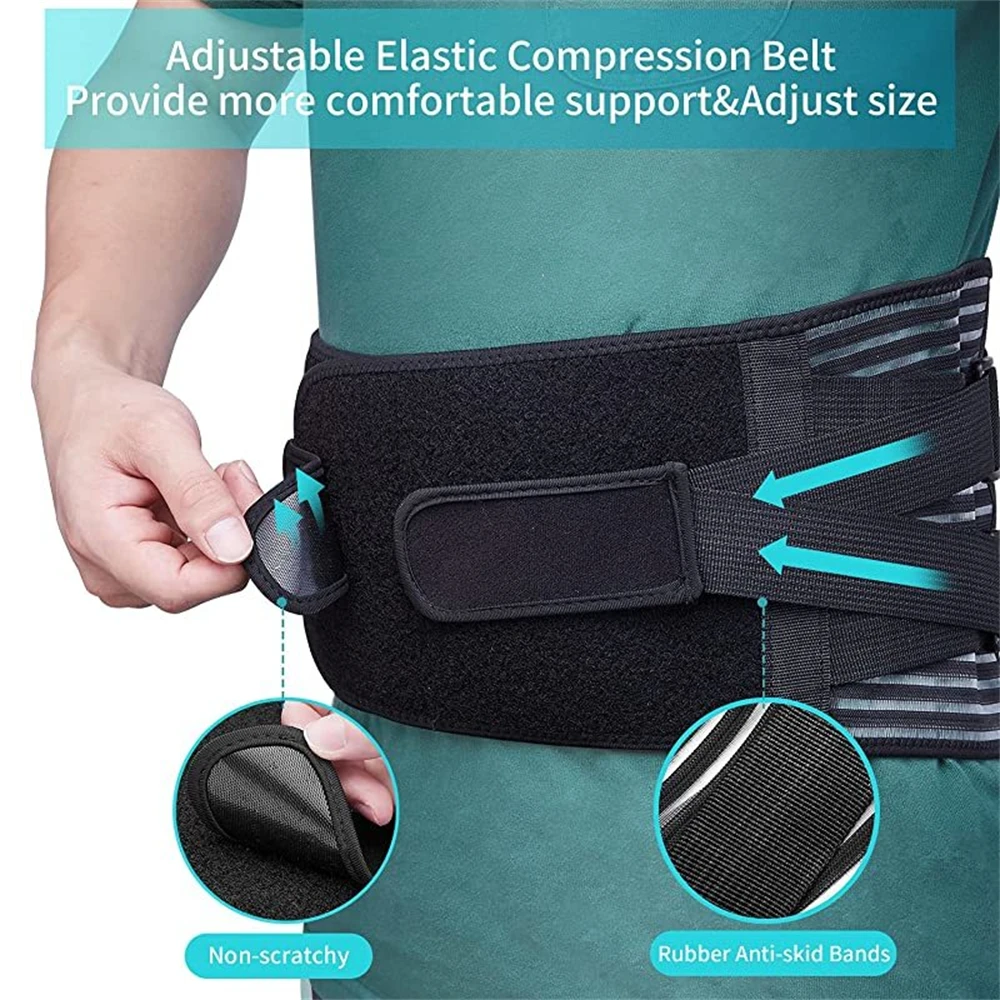 Lower Back Brace with 6 Stays Anti-skid Orthopedic Lumbar Support Breathable Waist Support Belt for Men Women Gym Pain Relief