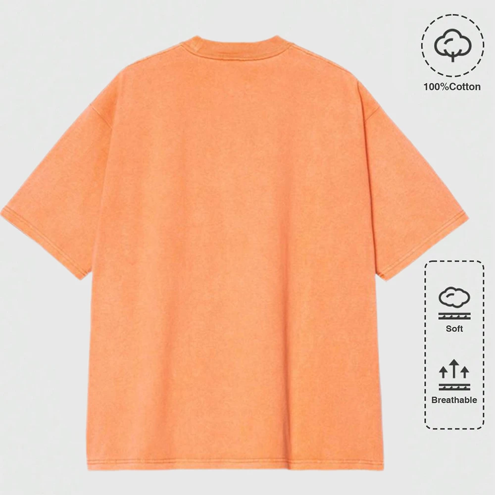 Milfa Purple Art Letter Printing Washed T-Shirts Womens Cotton Short Sleeve Tops Street O-Neck Oversize T Shirt Summer Clothes