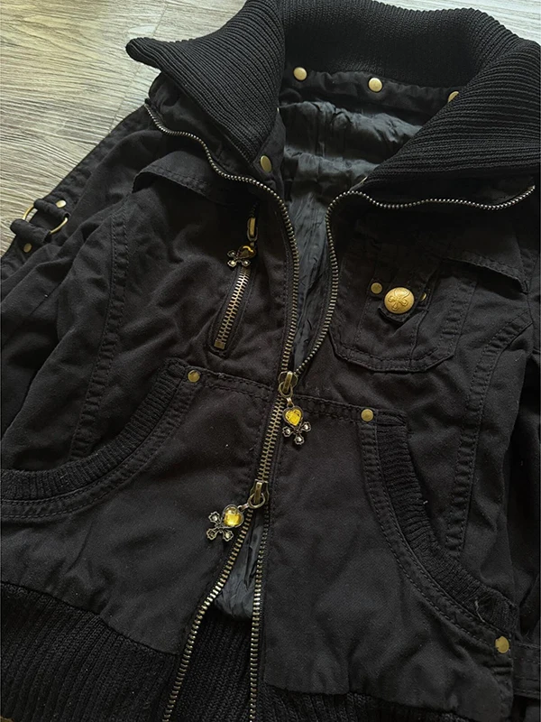 Original Bla BaoYao chica ropa de trabajo motocicleta Jaet prendas de vestir exteriores mujer Otoño Invierno Vintage Retro Top moda cierre de cremallera...