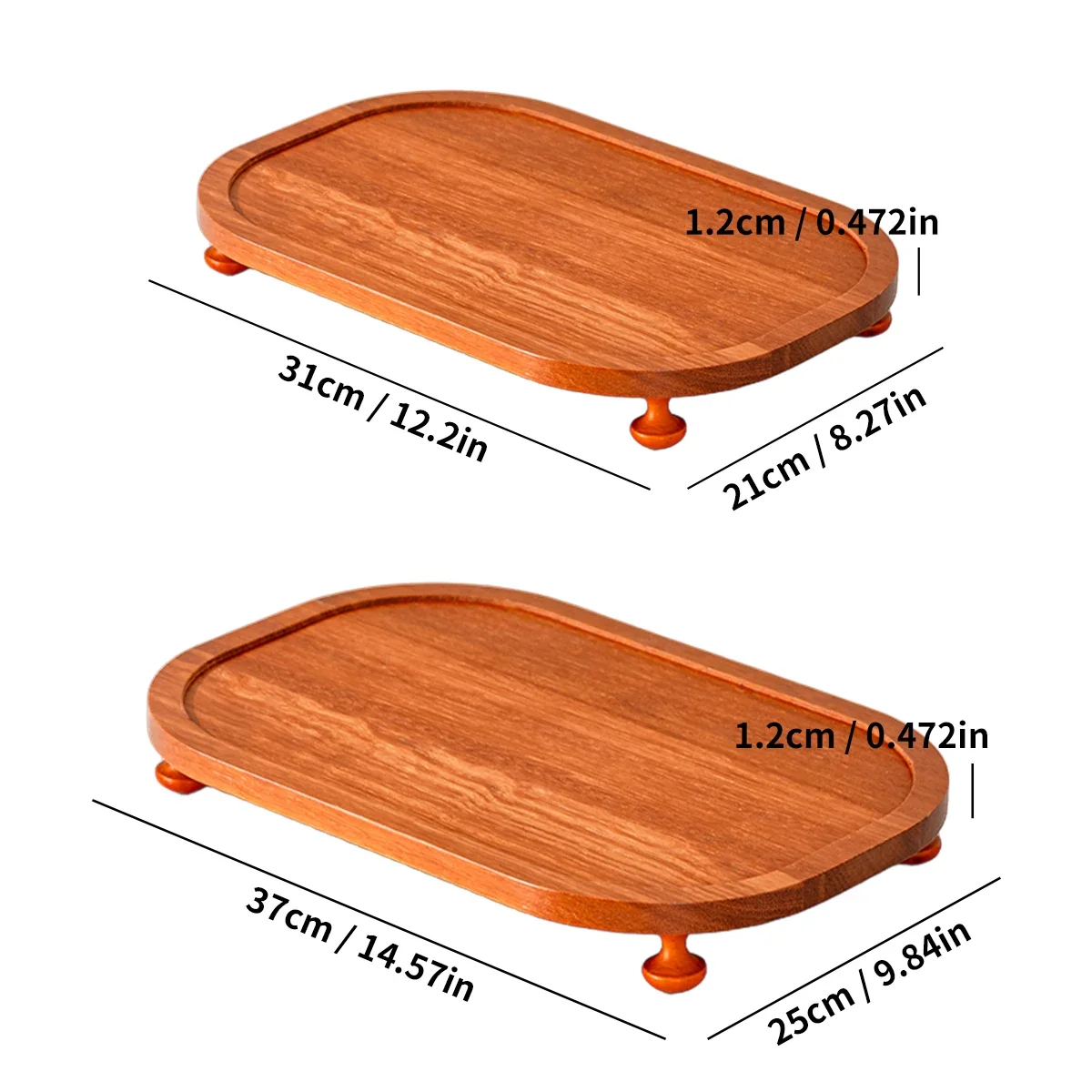 Elevated Oval Wood Key/Jewelry Tray S/L Set, Suspended Dish for Rings & Watches, Modern Bathroom Vanity Gift