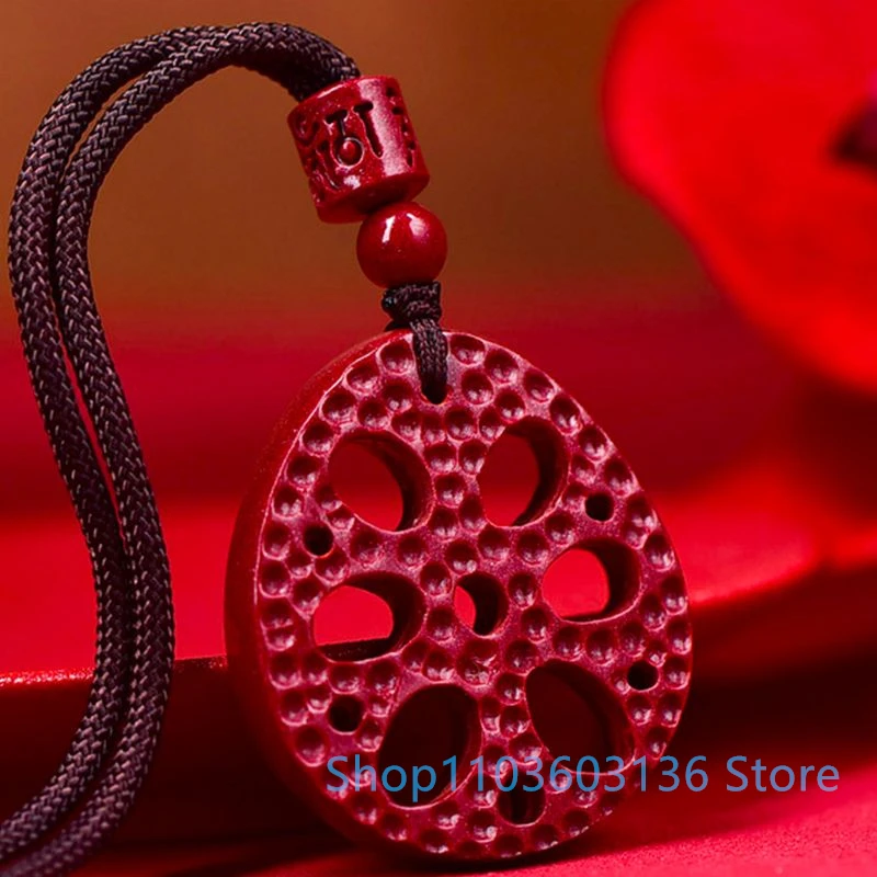 Natural Stone Cinnabar Pendant Ward Off Evil Spirits Handcarved original red jewelry gift Men's and Women's Necklace