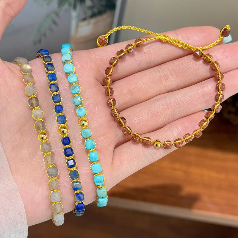 

Simple, Fashionable, Exquisite and Versatile Natural Stone Woven Beaded Bracelet Light Luxury High-end Touching Hand Decoration