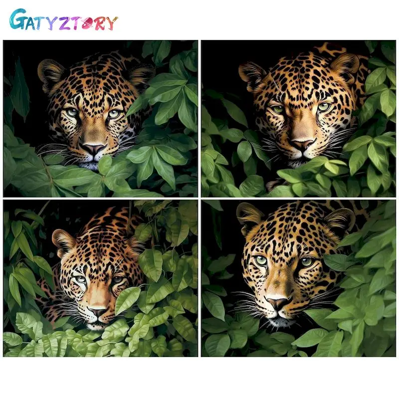 

GATYZTORY Frame DIY Painting By Numbers Animal Kit Leopard Paint By Numbers Acrylic Home Wall Art Picture Unique Gift 40x50cm