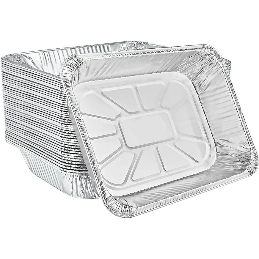 

Неглубокая сковорода из алюминия половинного размера — одноразовые неглубокие сковороды из фольги для приготовления пищевых продуктов — сковороды из 100% перерабатывающей алюминиевой фольги — идеальные f