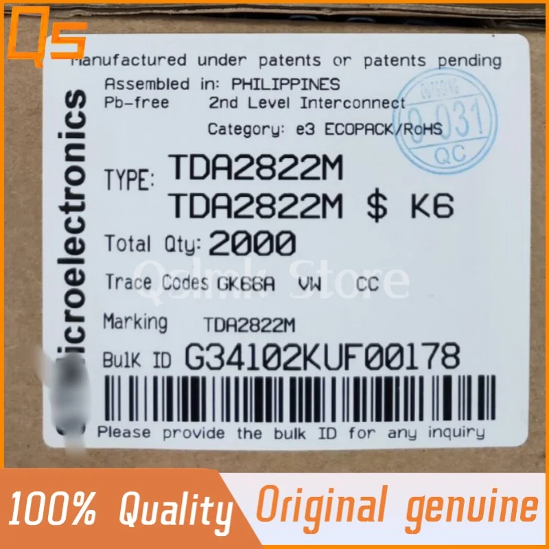 TDA2822M DIP-8 Amplificador de Áudio, Original, Novo