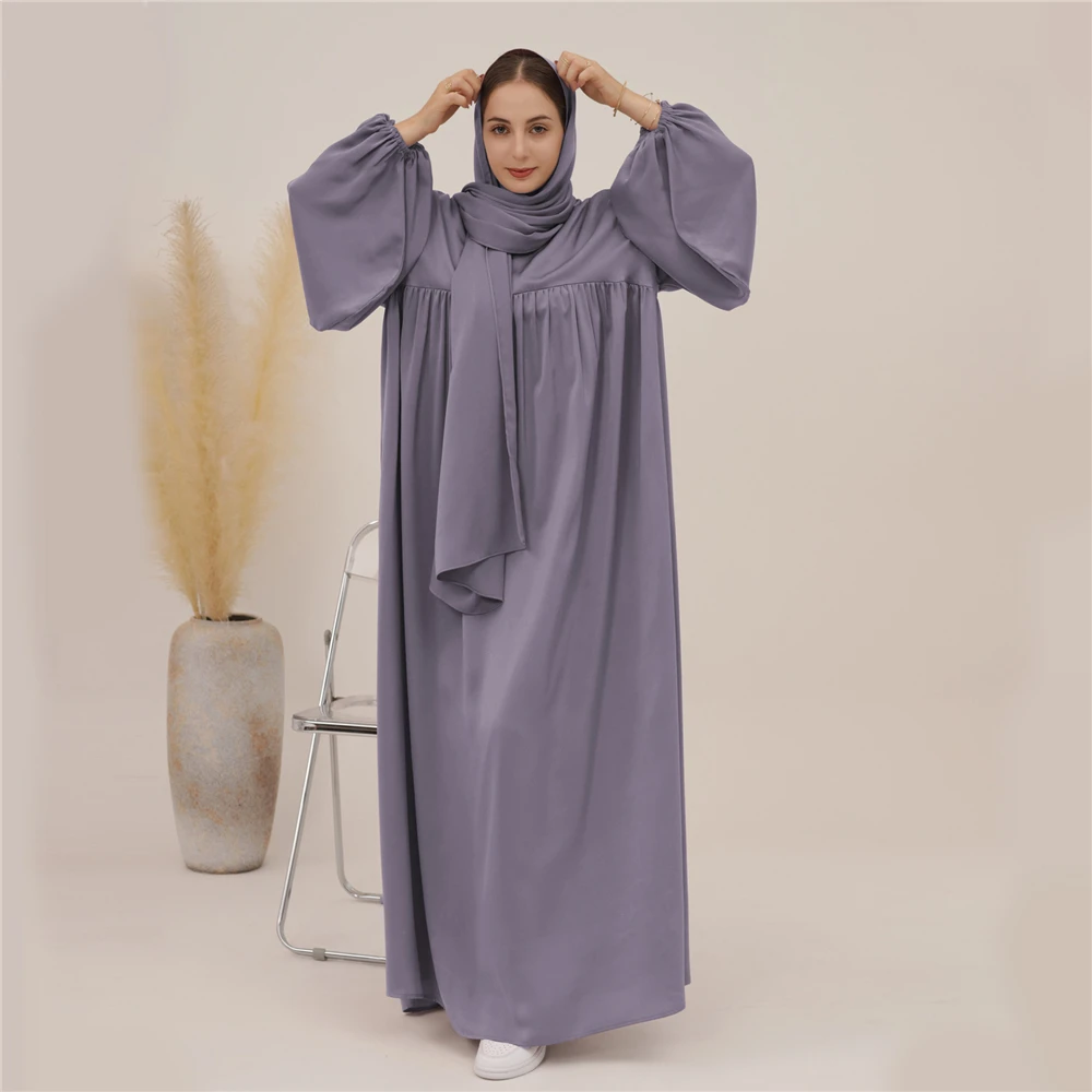 New Eid Ramadan Djellaba Women Muslim Dubai Saudi Abaya With Scarf Dress Plain Turkish Arab Robe Islamic Femme Musulmane Vestido