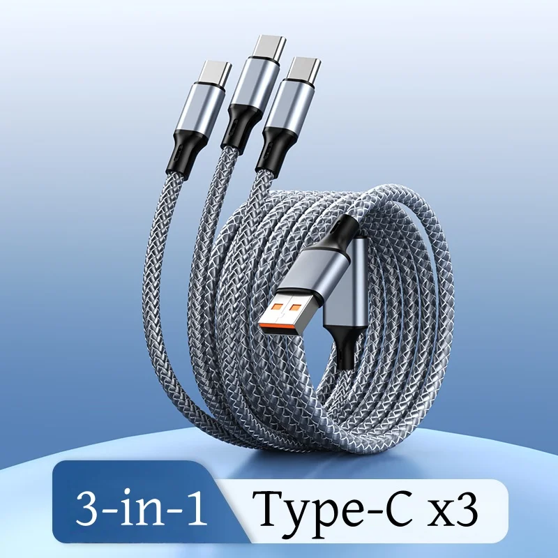 Schnellladekabel Multi-Ladekabel Nylon-Umflochtenes Mehrfach-USB Universelles 3-in-1 Ladekabel-Adapter mit Typ-C Micro