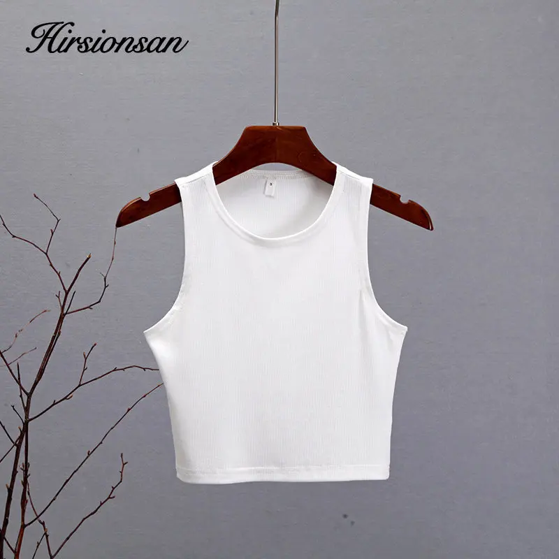 Hirsionsan Cotton Vest Women 2023 Summer Slim Sleeveness Tank Y2k Crop Tops for Girl Outfits Solid Female Clothes