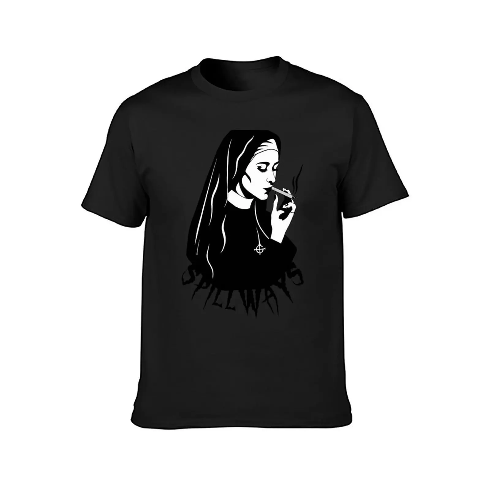 Spillways - Nun Smoking Design T-Shirt korean fashion customs design your own Blouse mens graphic t-shirts hip hop