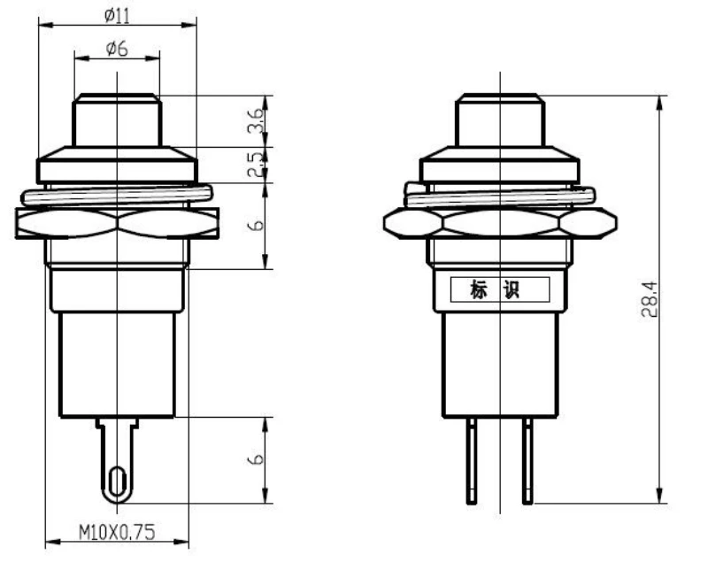 10-mm-Metalltastenschalter, selbstverriegelnder Schalter, Metallschalter, runder Schalter, 10-mm-Tastenschalter – Detail 3