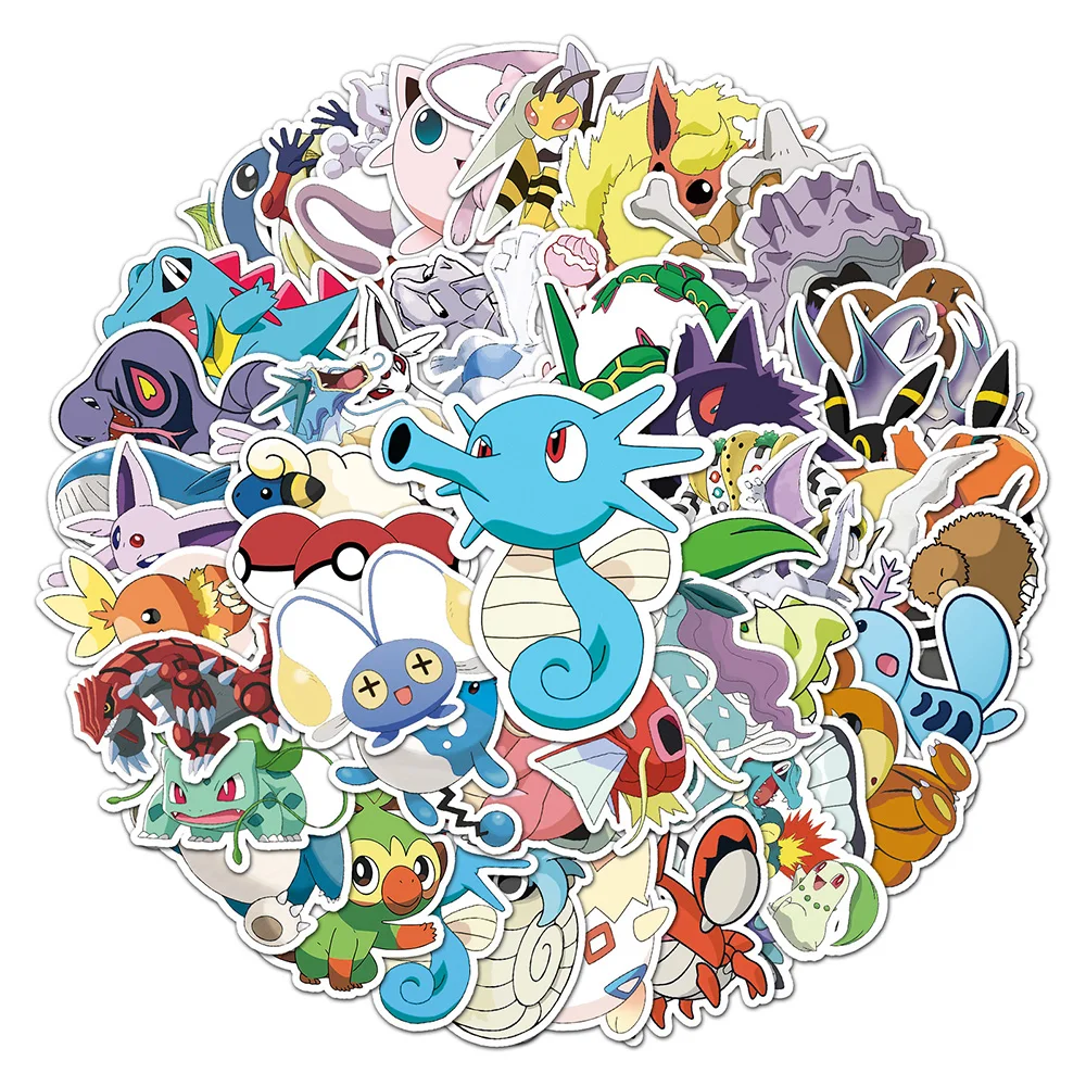 10/30/50pcs Mixed Anime Pokemon Stickers Cool Cartoon Graffiti Decals for Kids Toy DIY Laptop Phone Notebook Waterproof Sticker