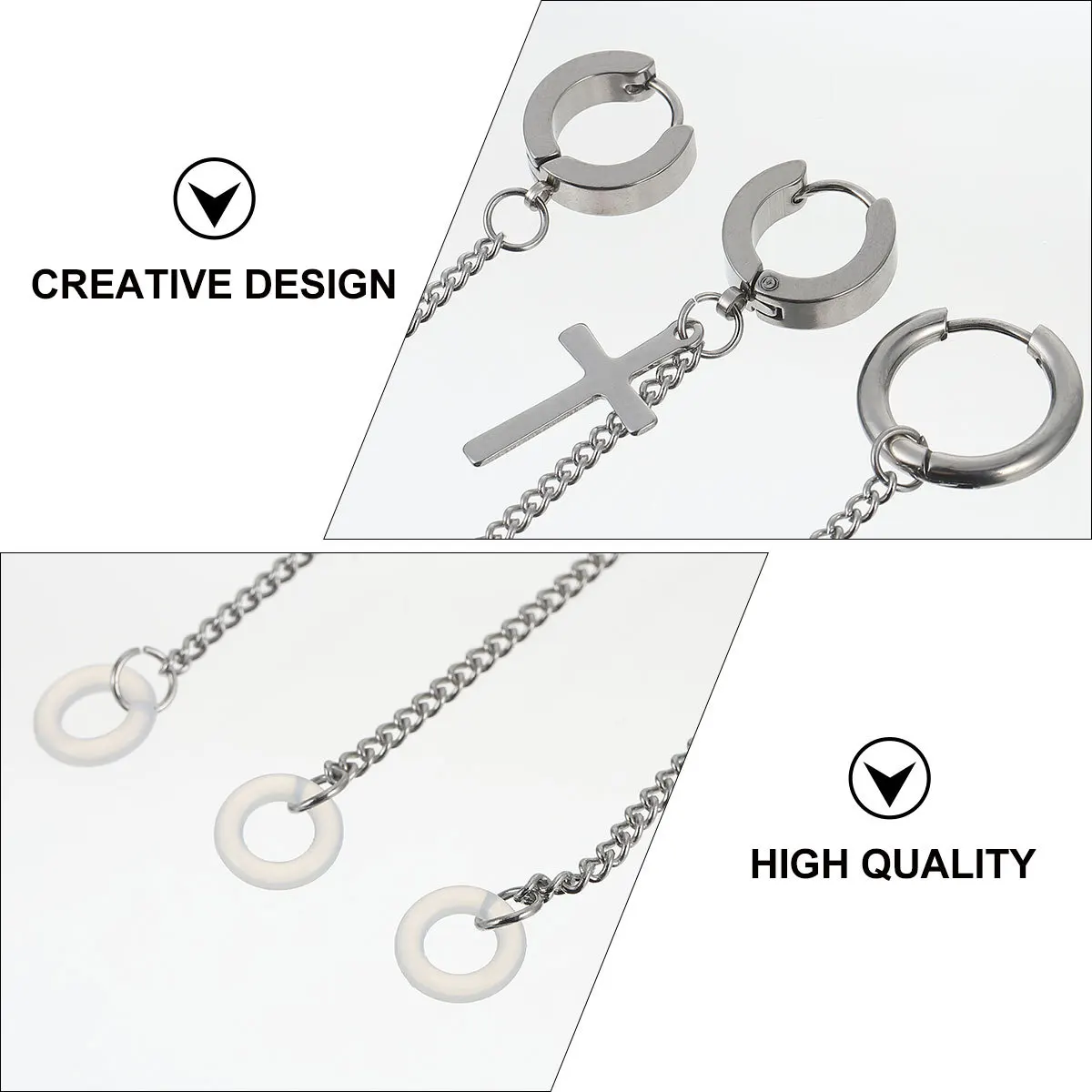 

3Pcs Headphone Protective Earrings Silver Creative Anti-Lost Earphone Earring Strap Premium Metal Design for Wireless