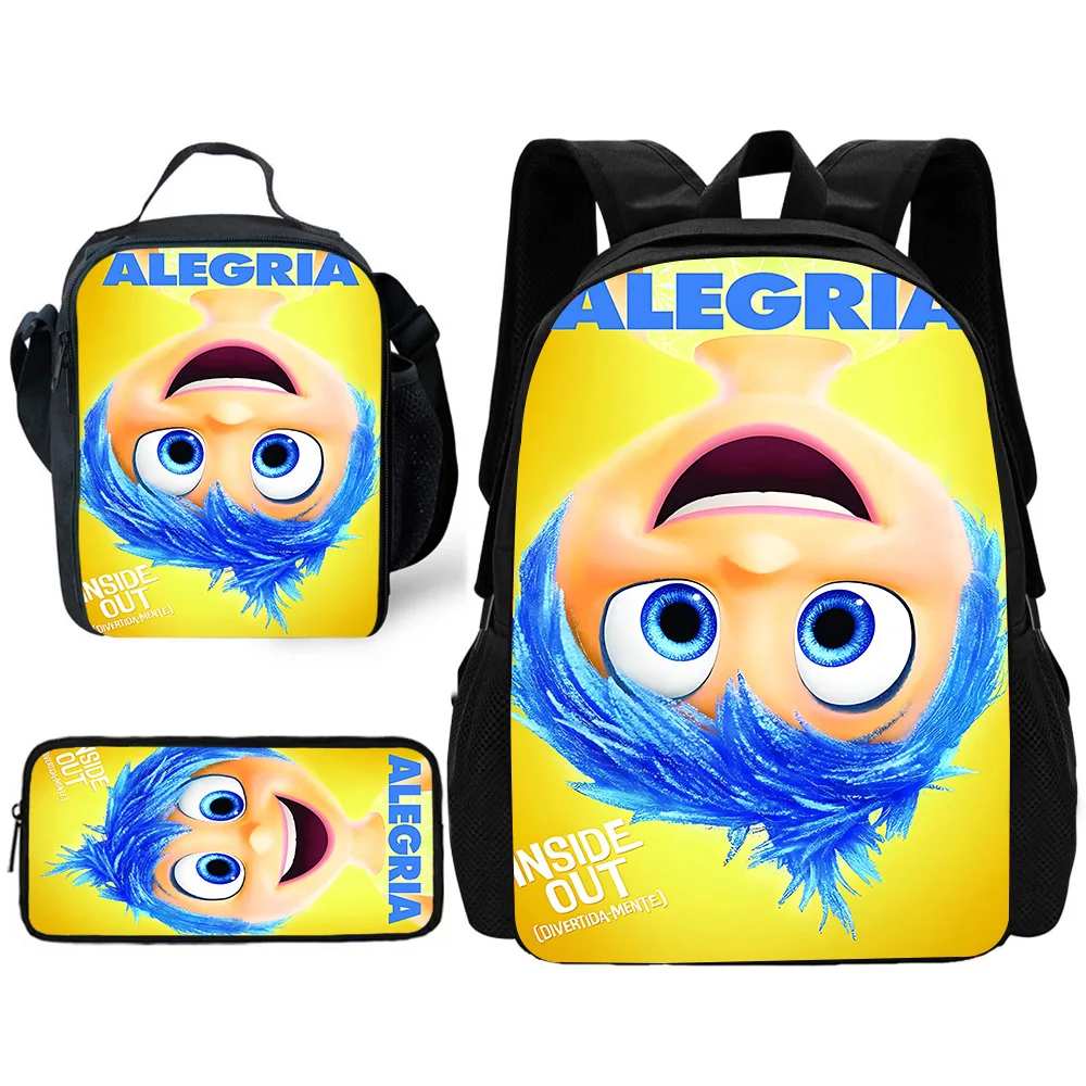 Cute Insides Out 2 Child School Backpack with Lunch Bags ,Pencil Bags ,School Bags for Boys Girls Best Gift