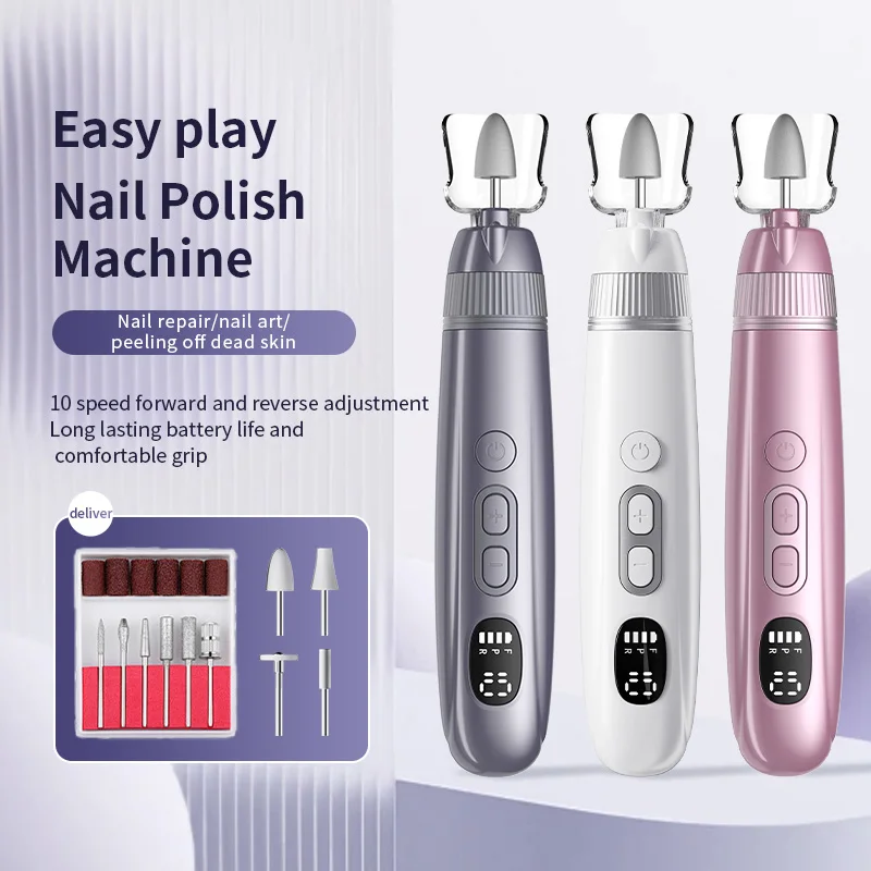 Professional Manicure Pedicure Kit Electric Nail File Set Cordless Nail Drill Machine 10 Speed Nail Tool for Grind Trim Polish