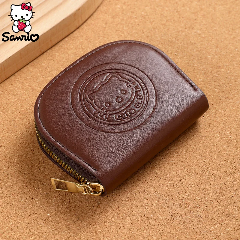 Kawaii Sanrio Hello Kitty Coin Purse Retro Card Bag Fashion Zipper Id Bag Storage Bag Carrying Mini Wallet Women Gift Girl Toy