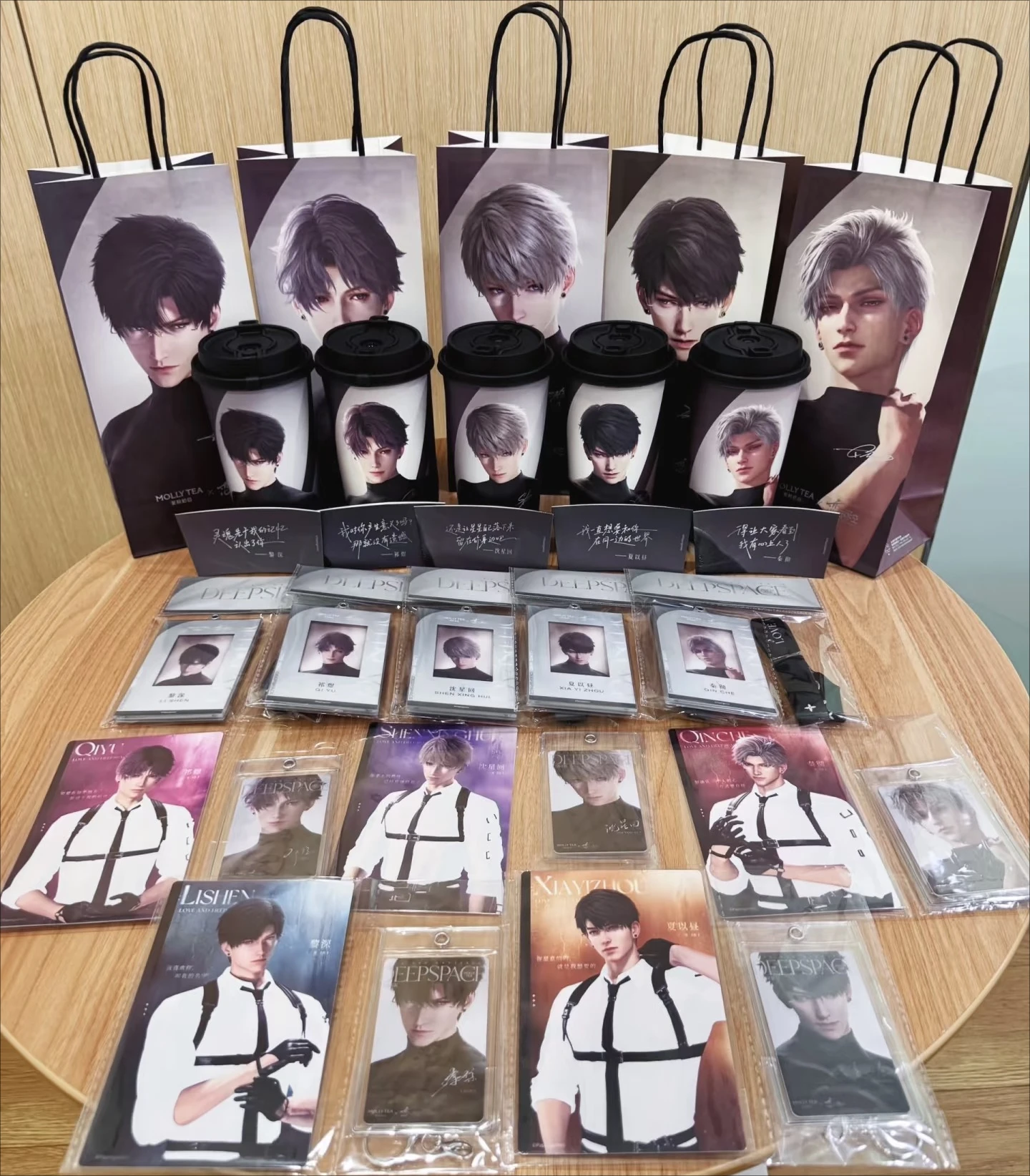 

In Stock Official Love and Deepspace X MOLLYTEA Xavier Zayne Rafayel Sylus Caleb Cup Paper Bag Card Sleeve Acrylic Photo Frame