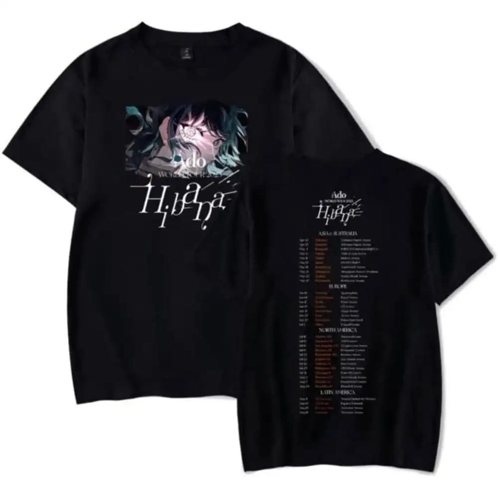 

ADO Hibana World Tour Temperament Cotton Short Sleeve T-shirt Unisex Fashion Comfortable Breathable Crew Neck Top Women Men