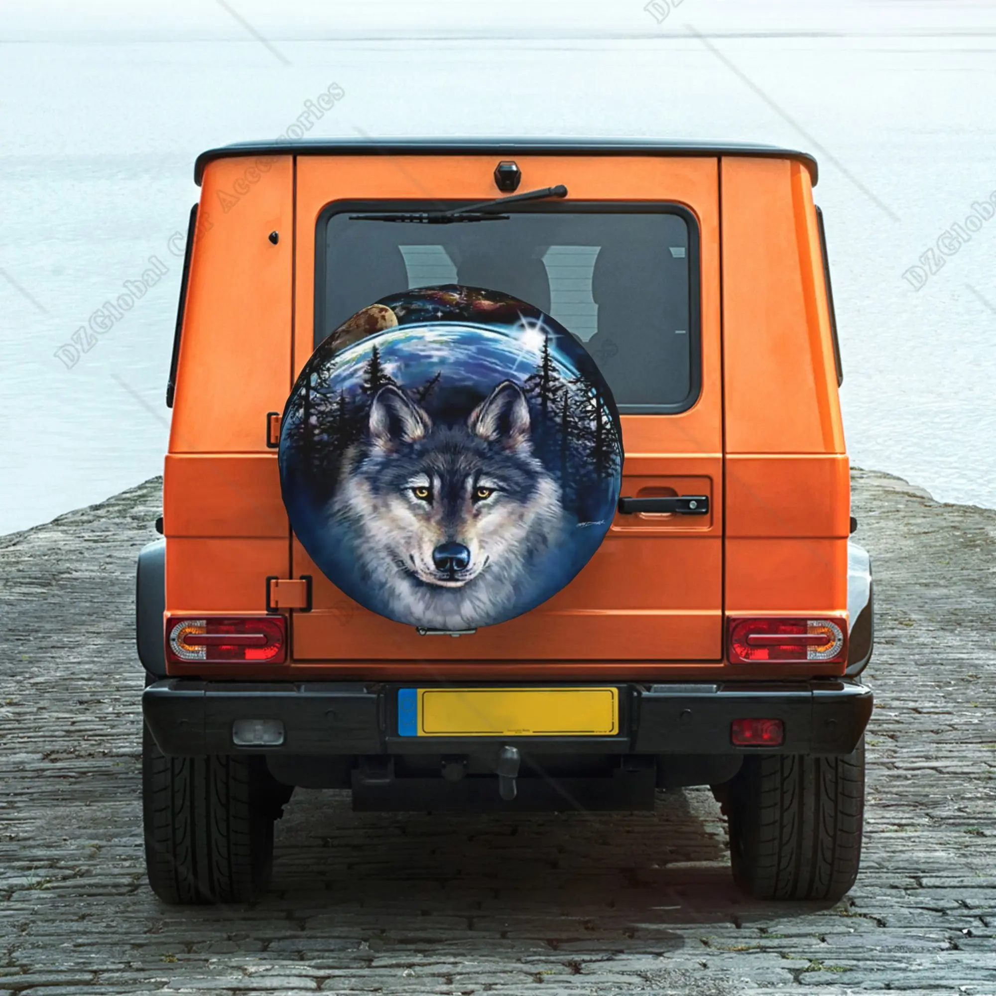 Wolf Spare Tire Cover for Jeep Mitsubishi Pajero Custom Animal Dust-Proof Car Wheel Covers 14 15 16 17 Inch