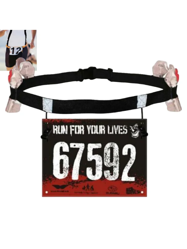 Ceinture de course en plein air pour triathlon et marathon avec porte-numéro et porte-gel, ceinture en tissu pour moto, gym, fitness et accessoires sportifs