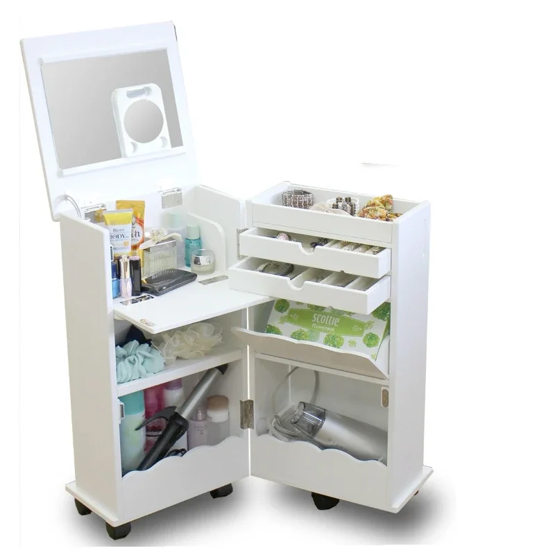 

Dressing table storage cabinet integrated mini small bedroom bedside table foldable multi-functional Japanese makeup cabinet