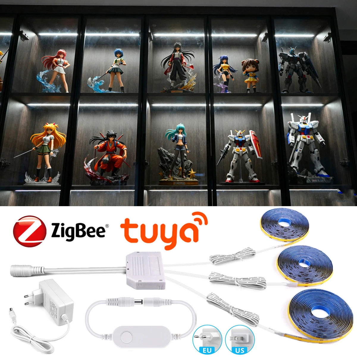 

Одноцветный светодиодный светильник 12 В с контроллером Zigbee 3.0, подходит для разных покрытий, аниме-фигурка, витрина, освещение винного шкафа
