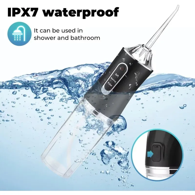 منظف مياه أسنان محمول ، ري فموي ، تنظيف أسنان ، USB قابل لإعادة الشحن ، منظف أسنان ، 4 أطراف نفاثة ، مقاومة للماء IPX7 ، خزان