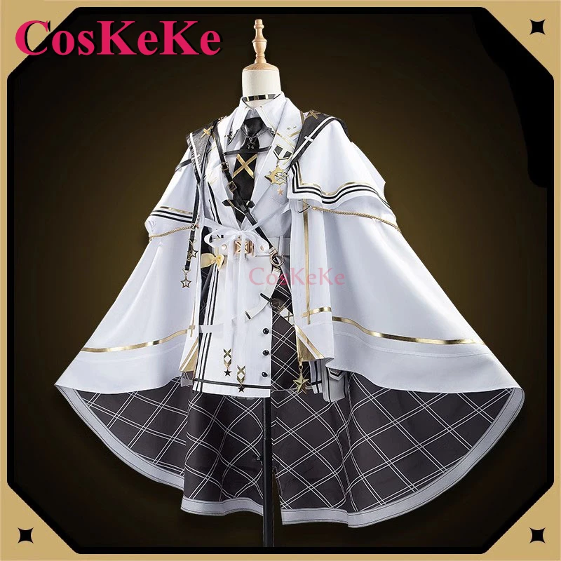 【Customized】CosKeKe Hoshikawa Sara Cosplay Anime VTuber NIJISANJI Costume Sweet White Uniform Halloween Party Role Play Clothing