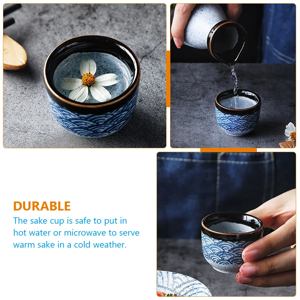 4 ชิ้นแก้วถ้วยชาญี่ปุ่นถ้วยเซรามิค Saki แบบดั้งเดิมชุดช้อนส้อม Sake เซรามิคเคลือบถ้วยชาแก้วกาแฟข้าว