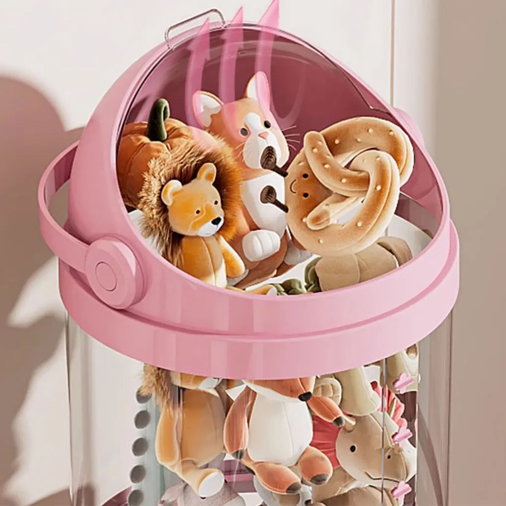 Tubo de almacenamiento de juguetes de peluche, organizador de felpa apilable para sala de estar, almacenamiento de zoológico relleno con tapa