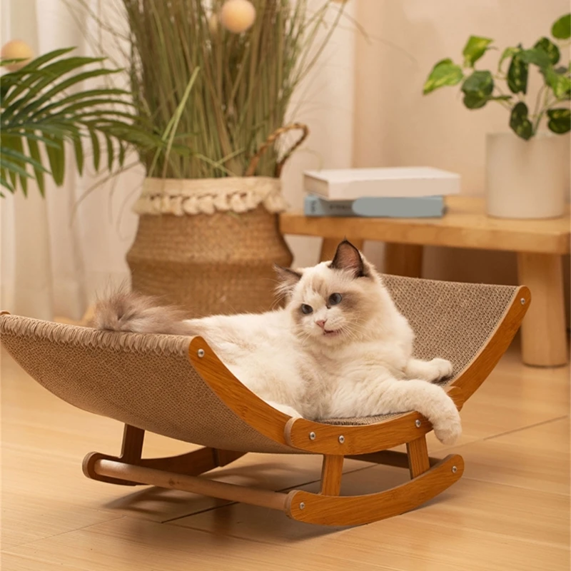 Cats Scratching Rocking Chair Claw Grinding Corrugated Scratcher Wear Resistant Cats Grinding Protecting Claw Lounger H7EA