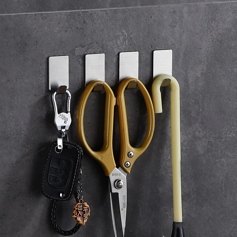 Hot Sale Self-adhesive Hook Stainless Steel Heavy-duty Wall Hook Bathroom Storage Towel Rack Multifunctional Kitchen Rack - view 3