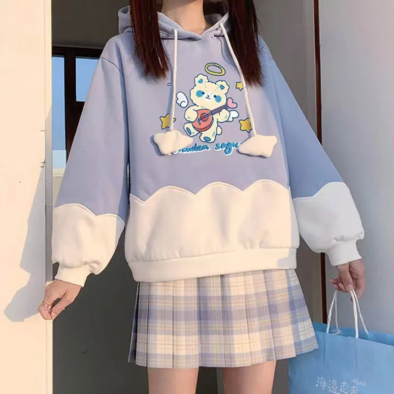 

2024 Autumn Winter Sailor Cat Sweater warm Hoodie + Jk plaid Skirt Toddler Girls Cotton Teenager Children 6 7 8 9 10 11 12 Year