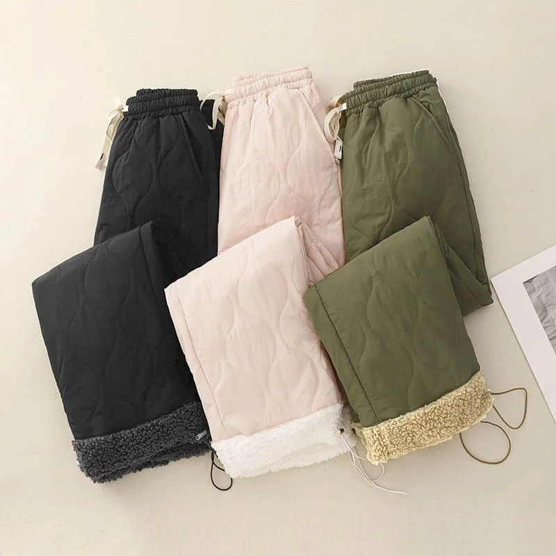 Pantalon droit matelassé pour femmes, Vintage, Style coréen, décontracté, léger, en coton ajouté, Cargo, vêtements pour femmes, hiver