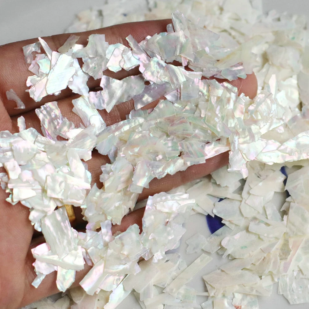 5 جرام/الحقيبة رقائق قذيفة اللؤلؤ أذن البحر قذيفة للأظافر رقائق فنية للأظافر أذن البحر صدف مسمار سحر شريحة غير منتظمة الترتر-