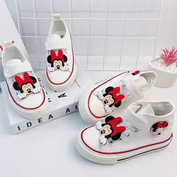 Disney Children's Shoes Fashion Mickey Mouse Student Shoes Girls Anti-slip Outdoor Shoes Canvas Shoes Kids Sport Shoes Size26-37