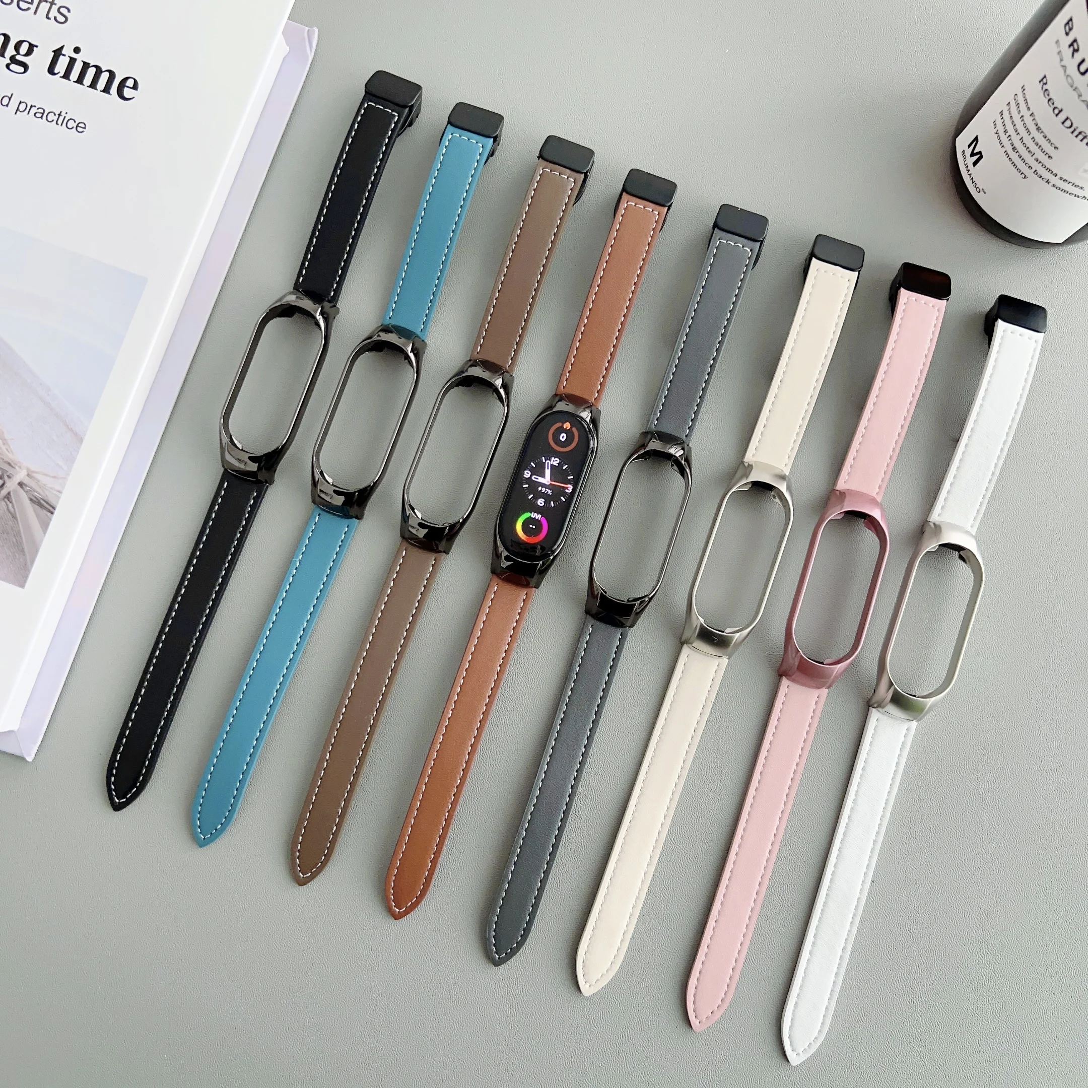 Leather Magnetic Buckle Strap For Xiaomi Mi Band 7 6 5 4 3 Watch Wrist Belt Correa Bracelet For Mi Band 7 Smartwatch Accessories